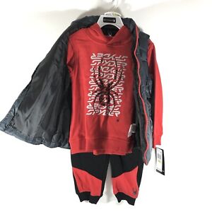 Spyder 3 Piece Set Vest Hoodie Sweatpants Red Black Boy’s 4T