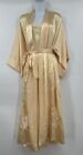 Vintage Natori Shiny Nightgown Robe Lingerie Set. Flowers Butterfly Embossed, SM