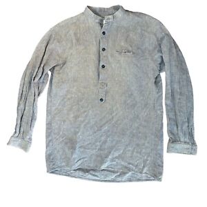 Classic Old West Styles Large Men's Costume Blue Gray Henley Shirt Western
