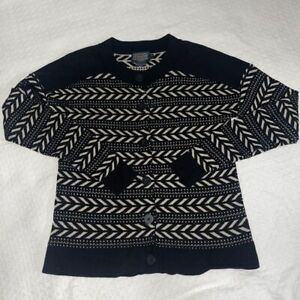 Pendleton Merino Wool Cardigan Black Geometric Sweater XS