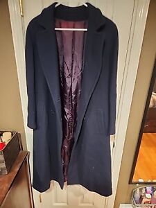 J. GALLERY Women's Size M Double Breasted Long Navy Trench Coat