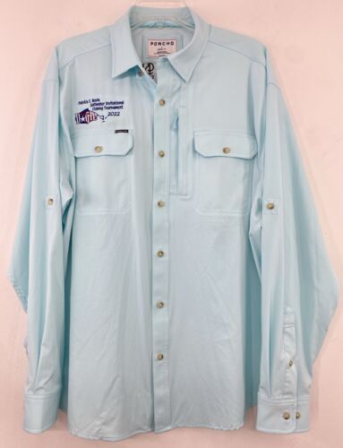 Poncho Vented Fishing Shirt Men’s Large Saltwater Tournament Embroidery