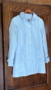 J. Jill Spring Trench Coat Light Blue Stretch Single Breasted Lined Size XS