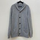 J. Crew Cardigan Sweater Mens XL Gray Button Up Shawl Collar Lambswool Knit