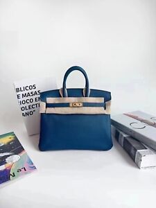 Hermes Birkin25 Handbag Deep Blue Taurillon Novillo Leather Gold Hardware Y 2020