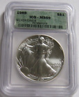 1989 ICG MS69 AMERICAN SILVER EAGLE COIN ~Classic Green Label~