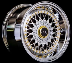 JNC Wheels Rim JNC004S Platinum Gold Rivets 15x8 4x100/4x114.3 ET20