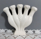 Vintage Porcelain 5 Finger Vase Creamy White 7.5
