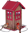 Cute Bird House Feeders for Outside, Hanging Metal Bird Feeder with 4 Ports, Out