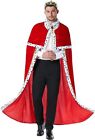 Men`s Red King Cape for Adult Royal Halloween Costume Role Play One Size