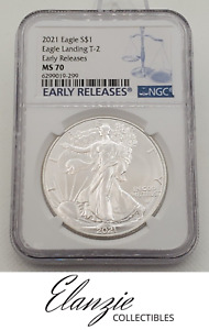2021 $1 American Silver Eagle Type 2 NGC MS70 Early Releases Blue Label