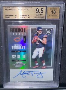 Mitch Trubisky 2017 Panini Contenders Optic Signed Auto Rookie Card BGS 9.5 10