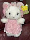 Vtg CALIFORNIA STUFFED TOYS Plush Toy Bunny Rabbit Easter Pink Gingham W/Tag