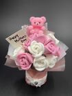 Mothers Day Pink Roses With White Gifts For Mom With Teddy Bear 4''