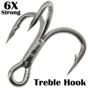 Fishing Treble Hook 6X Strong Carbon Steel Classic Round Bend Triple Fish Hooks