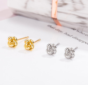 Silver Small Flower Rose Stud Earrings 5mm Women Girl S6
