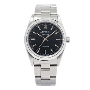 Rolex Air King 14000 Stainless Steel Black Dial Automatic Unisex Watch 34mm