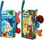 2PCS hahaland Baby Toys 0+Months Touch Feel Tummy Time Books Marine & Jungle