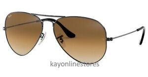 Ray Ban Aviator Gun Metal 3025 004/51 Brown Sunglasses 58 mm New