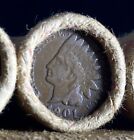 ROLL OF UNSEARCHED WHEAT PENNIES WITH 1901 INDIAN HEAD AND WHEAT PENNY ON ENDS !