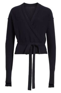 Helmut Lang Cashmere Wrap Cardigan Sweater Womens Large Blue Long Sleeve $395