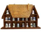 THIMBLE COLLECTION IN COTTAGE-SHAPED WALL DISPLAY RACK