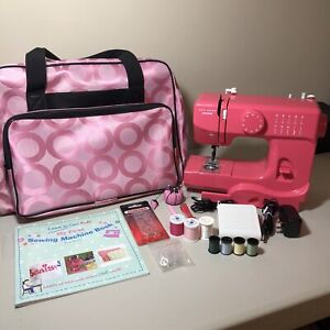 Janome New Home 525B Portable Sewing Machine Pink With Tote Bag Works Beginners