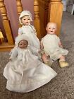 THREE Antique Vintage Composition Cloth vinyl Infant Doll Lot Dimples Tynie Baby