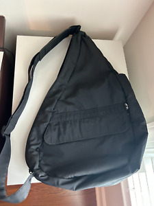 Ameribag Healthy Back Bag Pack Tote Microfiber Black Sling Bag With Pockets