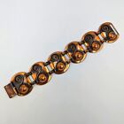 Modernist Abstract Copper Retro Vintage Unsigned Bracelet, Fold over clasp, 7.5