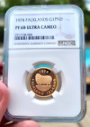 1974 FALKLANDS G1PND GOLD COIN PROOF 68 ULTRA CAMEO WORLD GOLD NGC GRADED RARE $