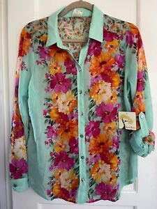 NWT Anthropologie Fig Flower PEASANT Blouse Boho TOP Tunic M L XL Floral Semi