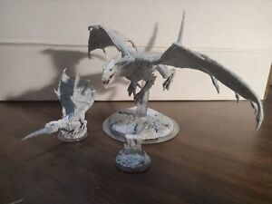 Young White Dragon and Wyrmling dnd Hand Painted Miniatures