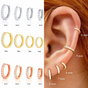 Fashion 925 Silver,Gold,Rose Gold Hoop Earring Cubic Zircon Jewelry Women