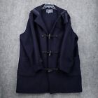 VINTAGE Polo Sport Sportsman Wool Trench Coat Mens XL USA Hood Toggle Blue