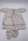 Vintage Baby Doll Clothes White Purple Flora Print Nightgown w/ Booties