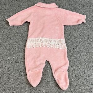 Vtg Newborn 0-3 Months Baby Girl Clothes Toddle Time Footed Outfit Pink Terry