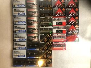 Lot of 35 -24 Type 2 & 11 Type 1 New Cassette Tapes -TDK SAX-100-SA90 -SM30- NEW