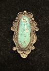 LARGE NATIVE AMERICAN NAVAJO STERLING SILVER ROYSTON TURQUOISE PENDANT 1.75” 10G