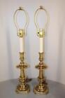 PAIR of VINTAGE STIFFEL BRASS CANDLESTICK TABLE LAMPS