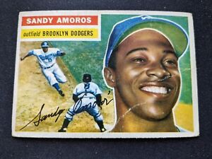 1956 Topps Baseball Card # 42 Sandy Amoros - Brooklyn Dodgers (VG)