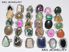 Bulk Sale ! 15 Pcs Mix Adjustable Rings Lot Gemstone 925 Sterling Silver Plated