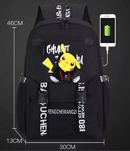 Pikachu School Bag Backpack For Students Boys And Girls. Exc Condition Black