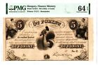 New ListingHungary Finance Ministry Pick# S143r1 ND (1852) 5 Forint. PMG Choice UNC 64 EPQ.