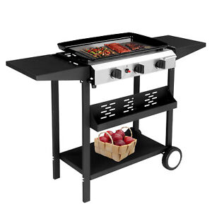 3-Burner Outdoor Flat Top Gas Griddle Cooking Station Grill Propane BBQ Grill