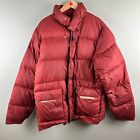 Vintage 70s Snow Lion Red Goose Down Puffer Size LG Winter Coat Parka USA Made