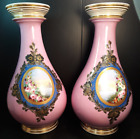 Antique Paris Hard Paste Porcelain Vases Pink Ground 13