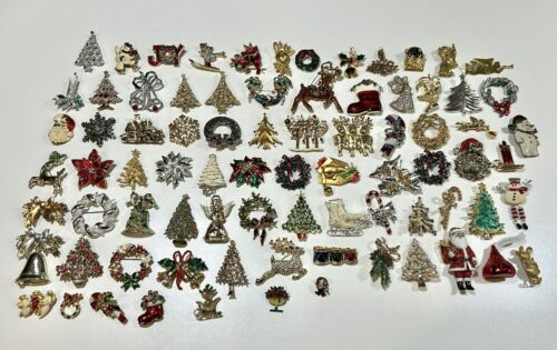 Vintage To Modern Christmas Brooch & Pin Lot