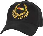 Black Vietnam Veteran Ribbon Insignia Adjustable Cap Low Profile Army Vet Hat