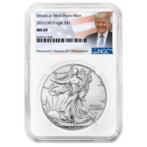 2022 (W) $1 American Silver Eagle NGC MS69 Trump Label